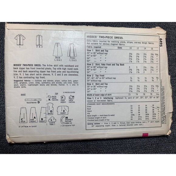 Simplicity Misses Two piece Dress Sewing Pattern sz 14 6495 - uncut - Picture 5 of 11